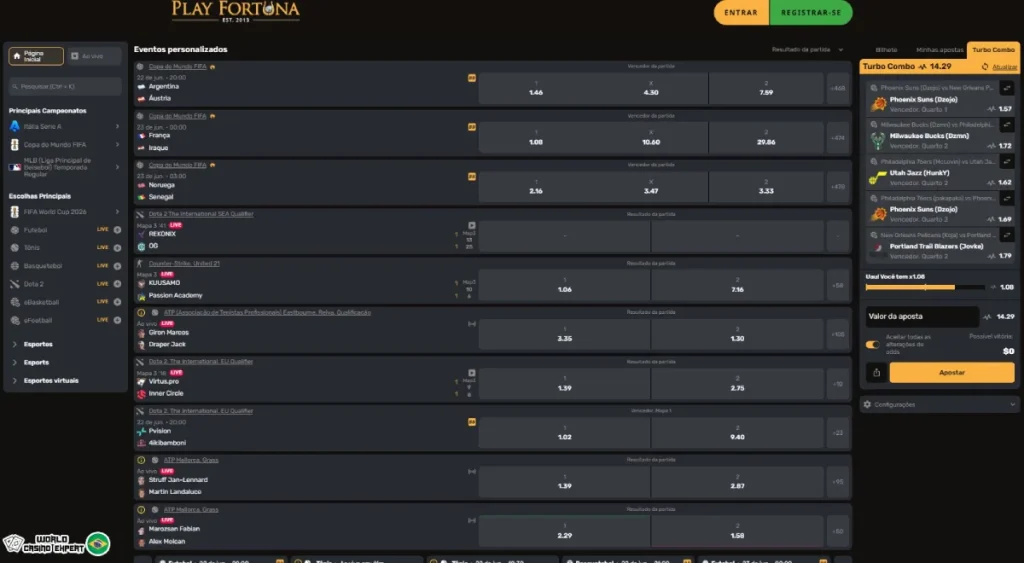 Apostas esportivas no PlayFortuna