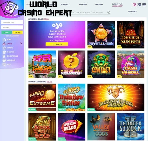 Seleção de jogos de casino no casino online PlayOjo | World Casino Expert Brasil
