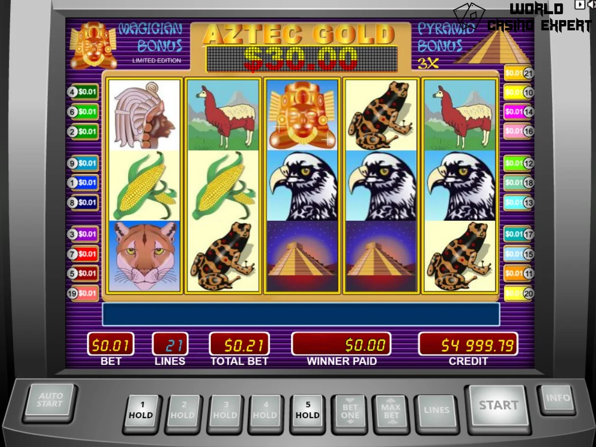 Gráficos e interface - Slot Online Aztec Gold