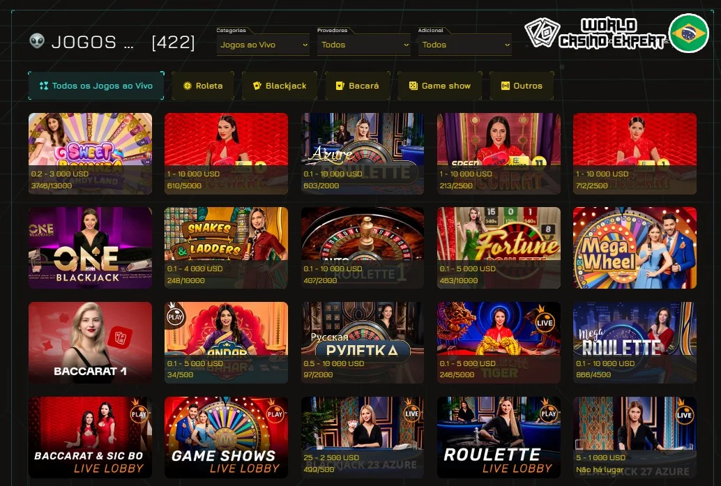 Jogos ao vivo - Winity Casino